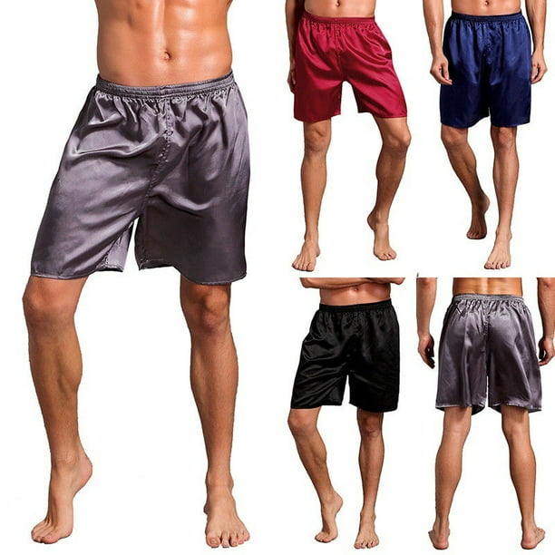 Men Casual Short Pants Satin Summer High Waist Beach Jogger Loose Pajama Pans